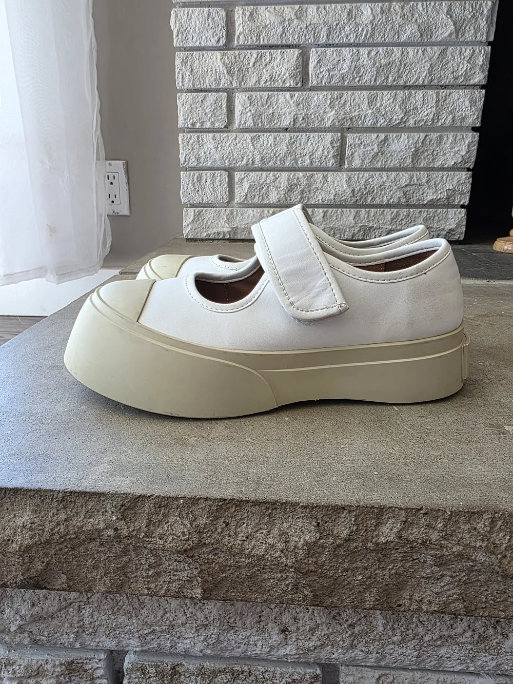 Marni White and Cream Platform Mary-Jane Sneakers - Picture 3 of 9